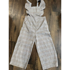 Umgee Gray Plaid Jumpsuit Large